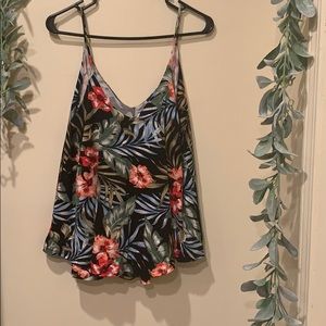 Floral palm 2 layer cami tank top